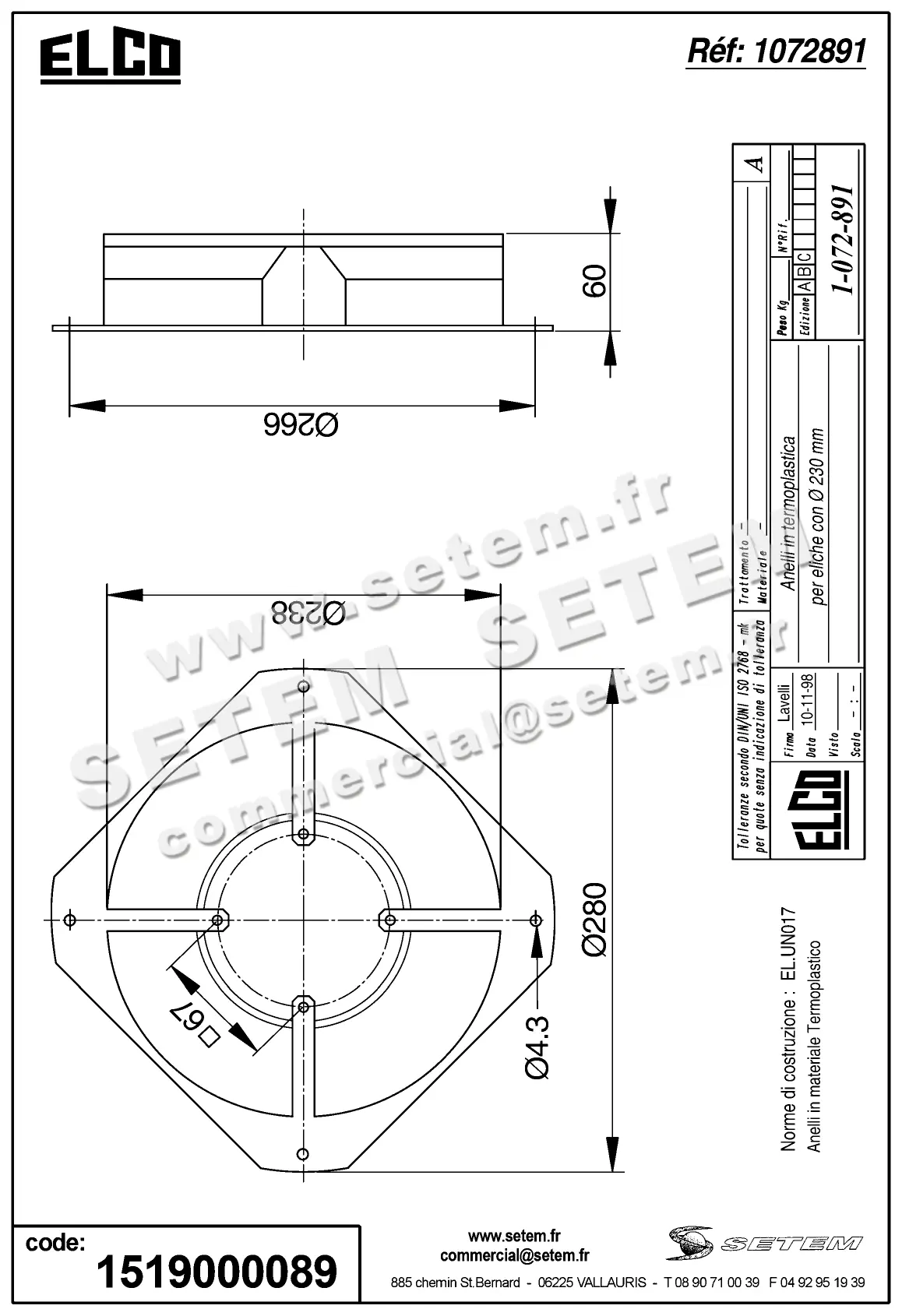 1519000089-VIROLE ELCOMOTEUR PLASTIQUE D230 *1072889* 2