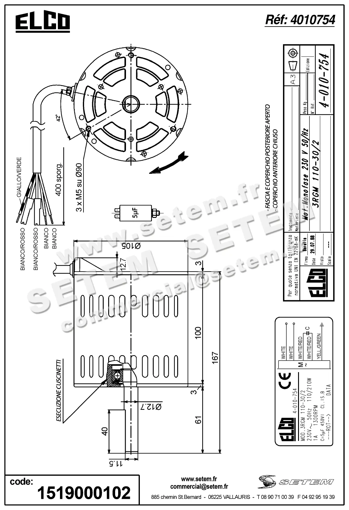 1519000102-MOTEUR ELCOMOTEUR 3RGM110.30/2 *4010754* 3