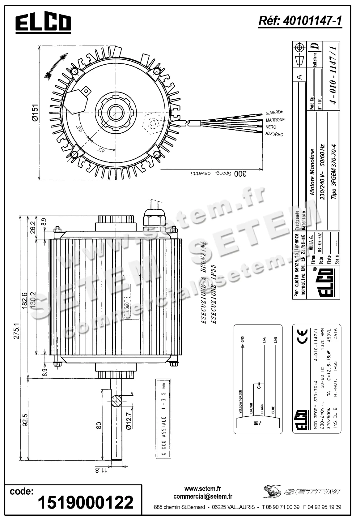 1519000122-MOTEUR ELCOMOTEUR 3FGEM370.70.4 *40101147/50* 2