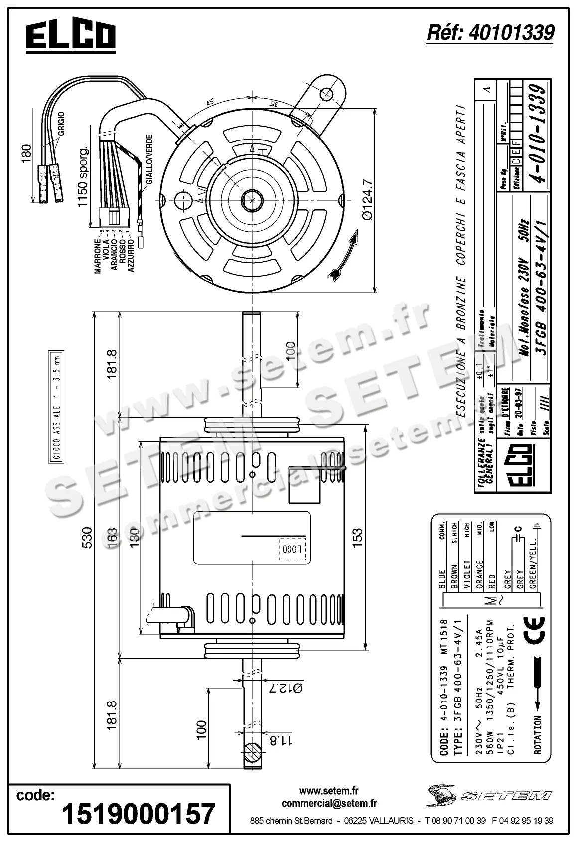 1519000157-MOTEUR ELCOMOTEUR 3FGB400.63.4V/1 "MT1518" *40101339* 3