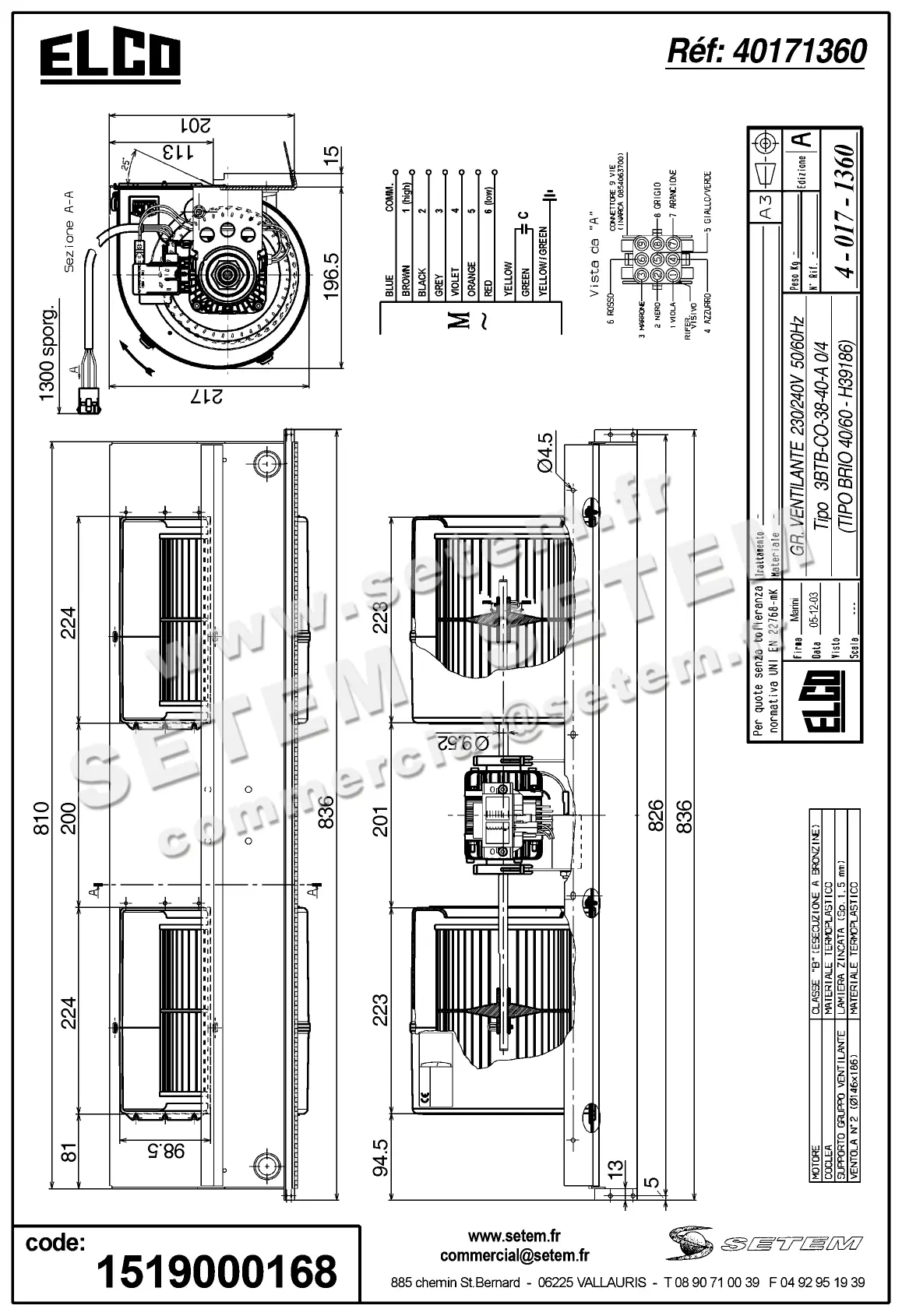 1519000168-GMV ELCOMOTEUR 3BTB.CO.38.40.A.0/4 BTNB41B0237 *40171360* 6