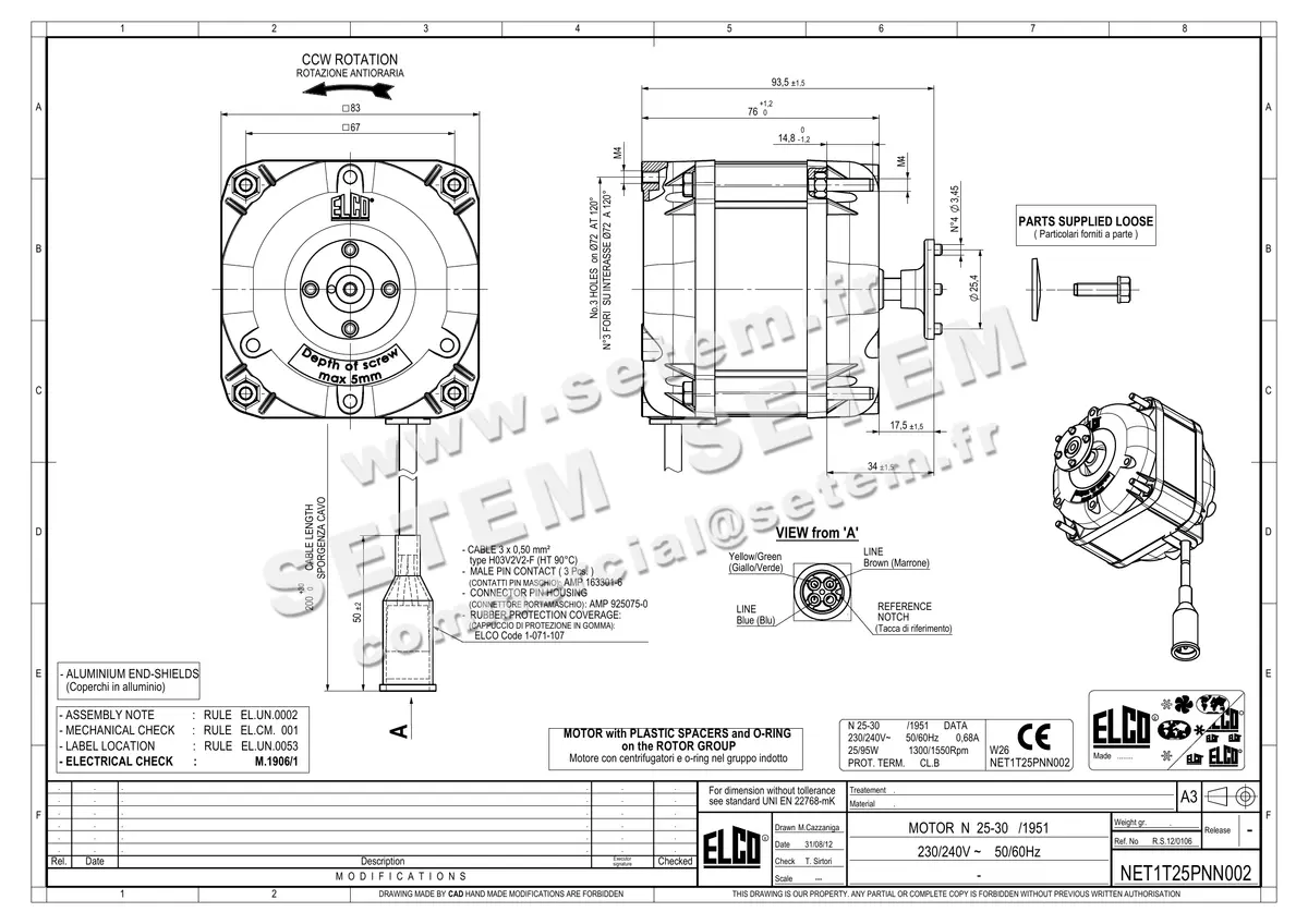 1519000310-MOTEUR ELCOMOTEUR N25-30/1951 *NET1T25PNN002* 2