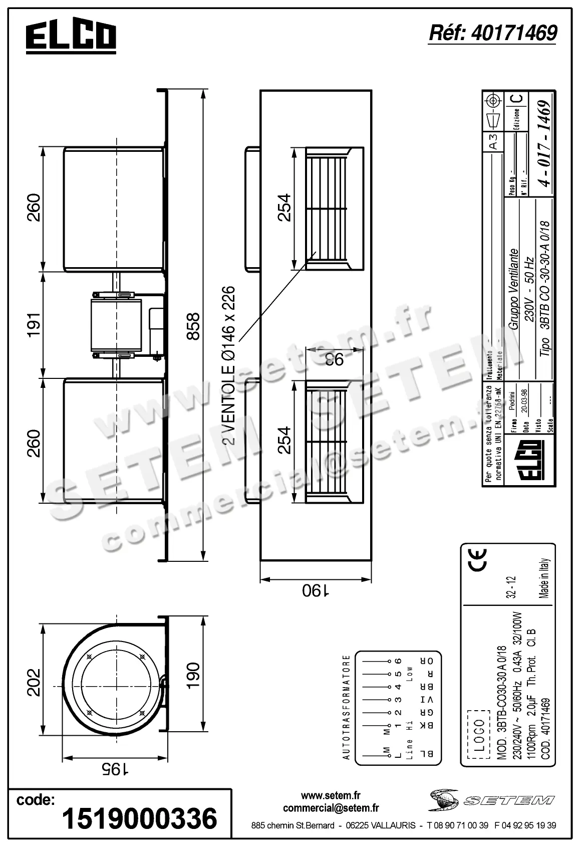 1519000336-GMV ELCOMOTEUR 3BTB.CO.30.30.A.0/18 BTNB41TB0236 *40171469* 3
