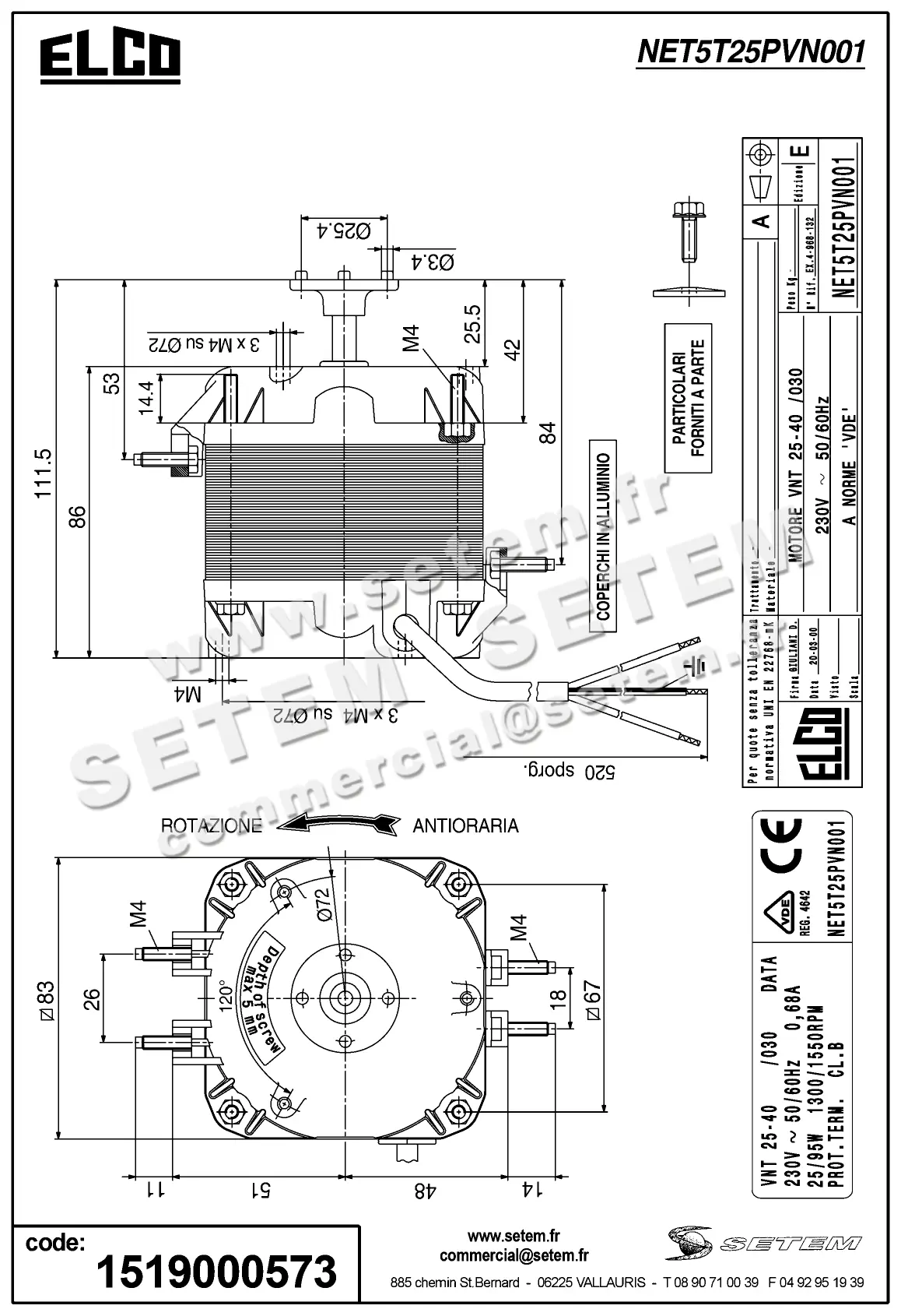 1519000573-MOTEUR ELCOMOTEUR VNT25.40/030 *NET5T25PVN001* 4