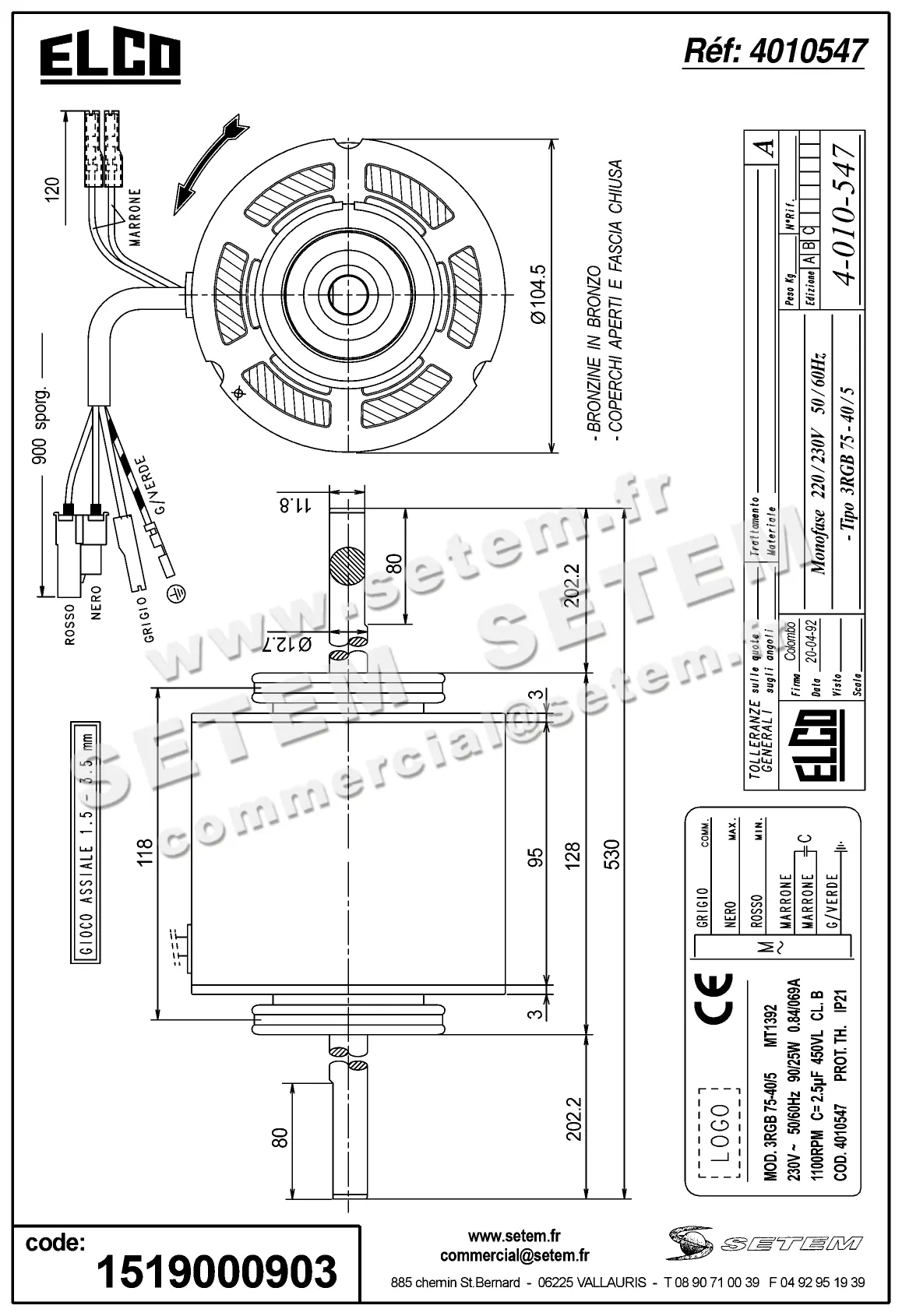 1519000903-MOTEUR ELCOMOTEUR 3RGB75.40/5 "MT1392" *4010547/1* 3