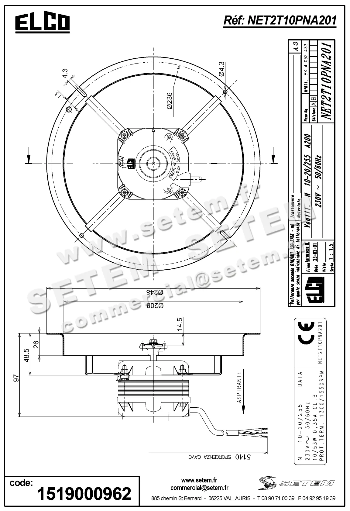 1519000962-VENTILATEUR ELCOMOTEUR N10.20/255 A200 *NET2T10PNA201* 4