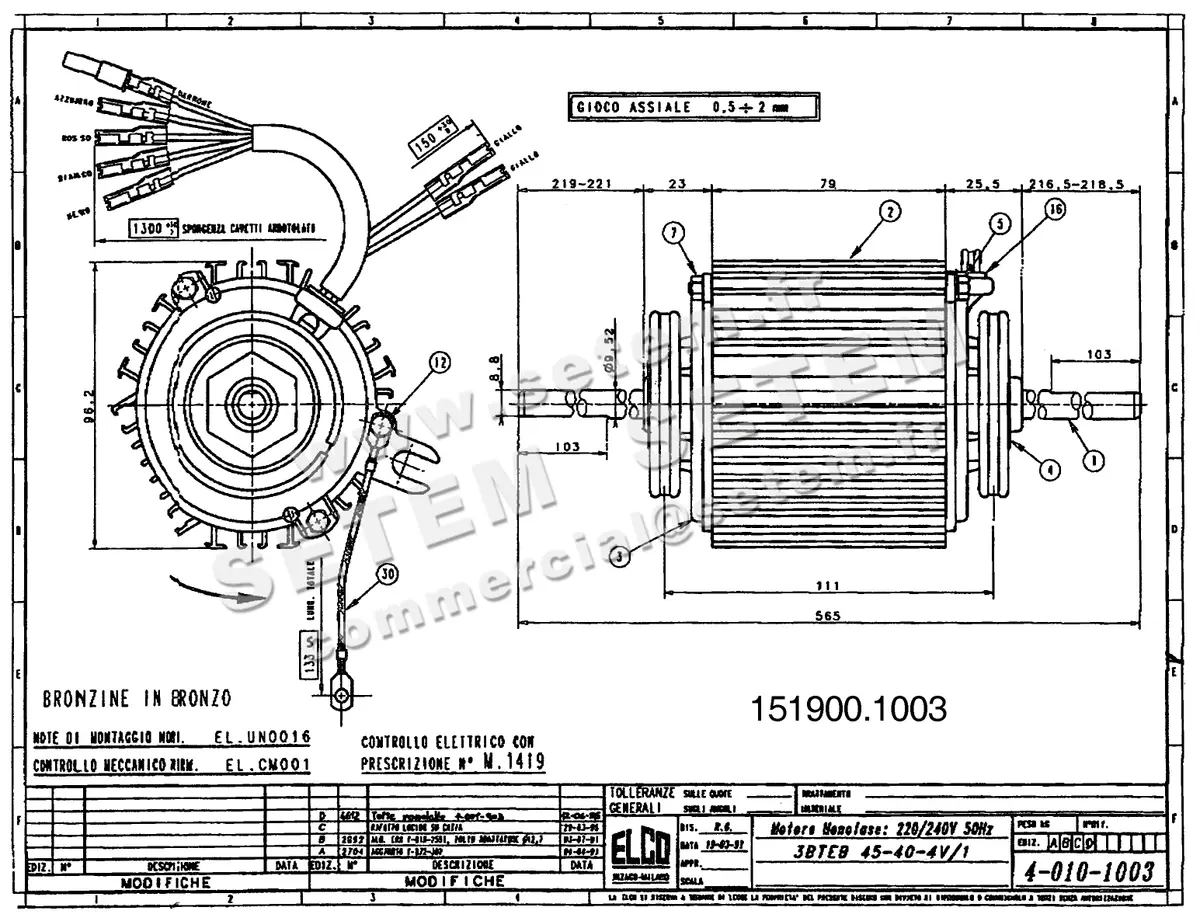 1519001003-MOTEUR ELCOMOTEUR 3BTEB45.40.4V/1 *40101003*
