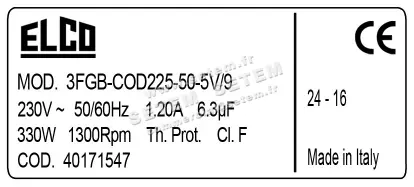 1519001011-GMV ELCOMOTEUR 3FGB.COD.225.50.3V/9 *40171547* 2