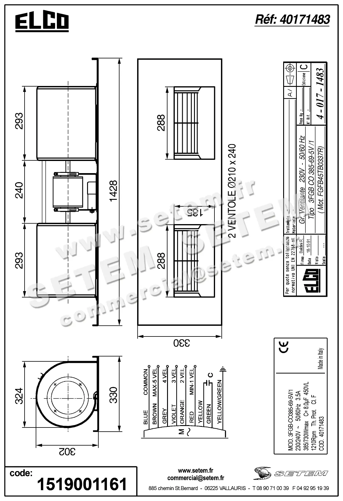 1519001161-GMV ELCOMOTEUR 3FGB.CO.345.70.4V/1 *40171483* 3