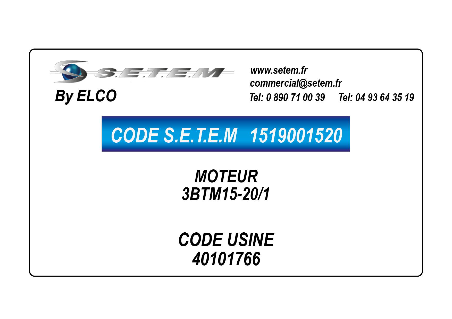 MOTEUR 3BTM15-20/1 *40101766* 2