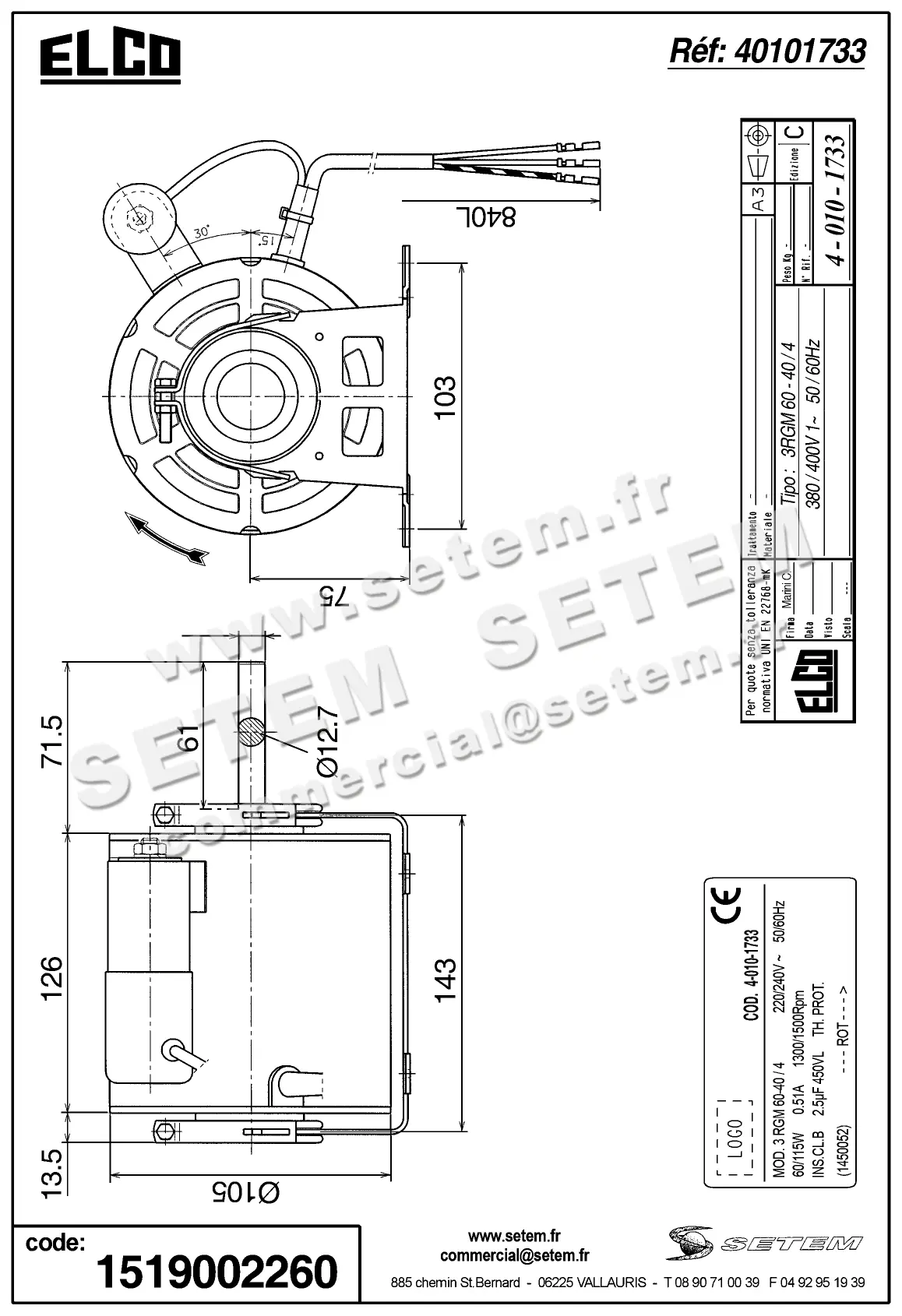 1519002260-MOTEUR ELCOMOTEUR 3RGM60.40/4 "1450052" *40101733* 3