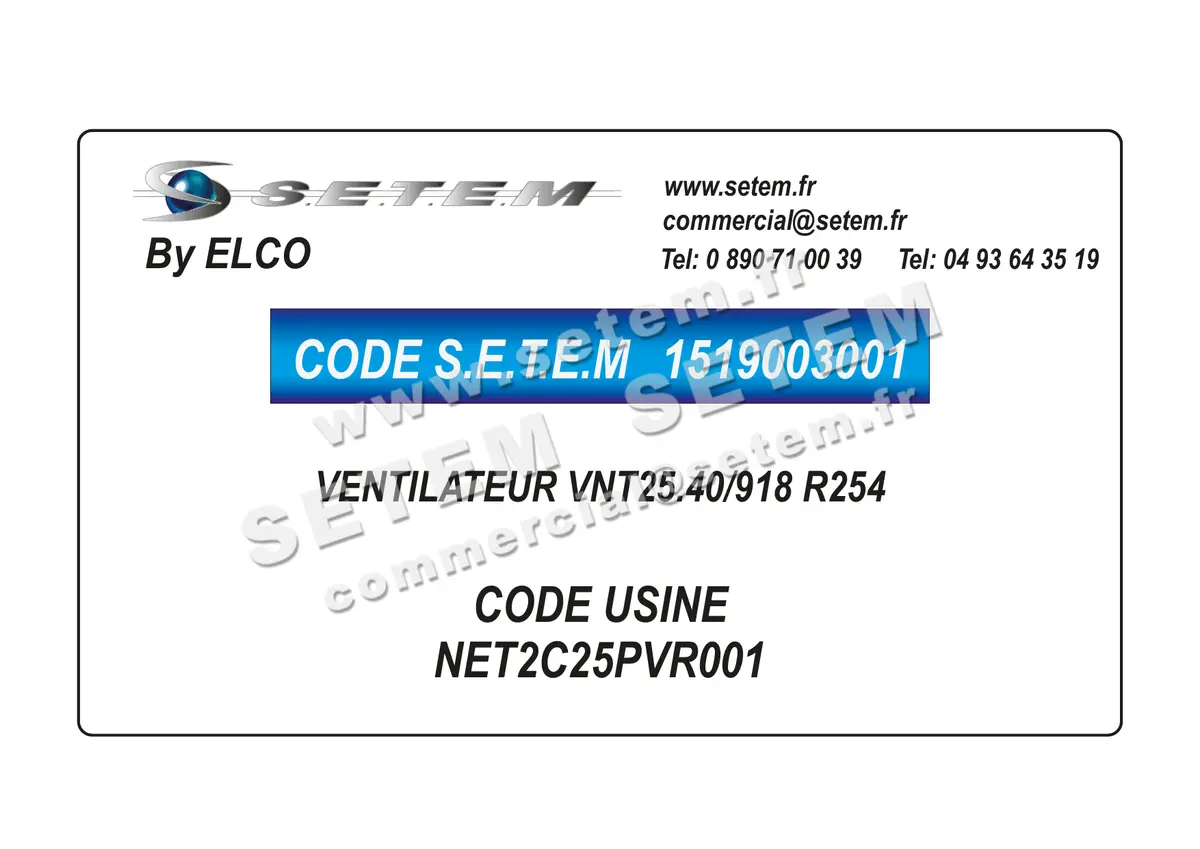 1519003001-VENTILATEUR ELCOMOTEUR VNT25.40/918 R254 *NET2C25PVR001* 2