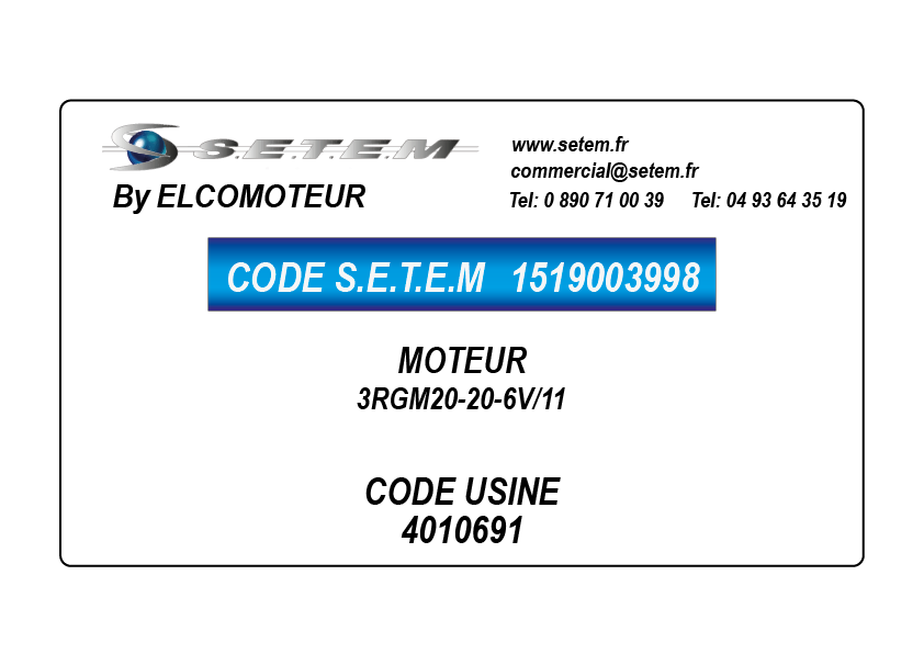 MOTEUR 3RGM20-20-6V/11 *4010691*