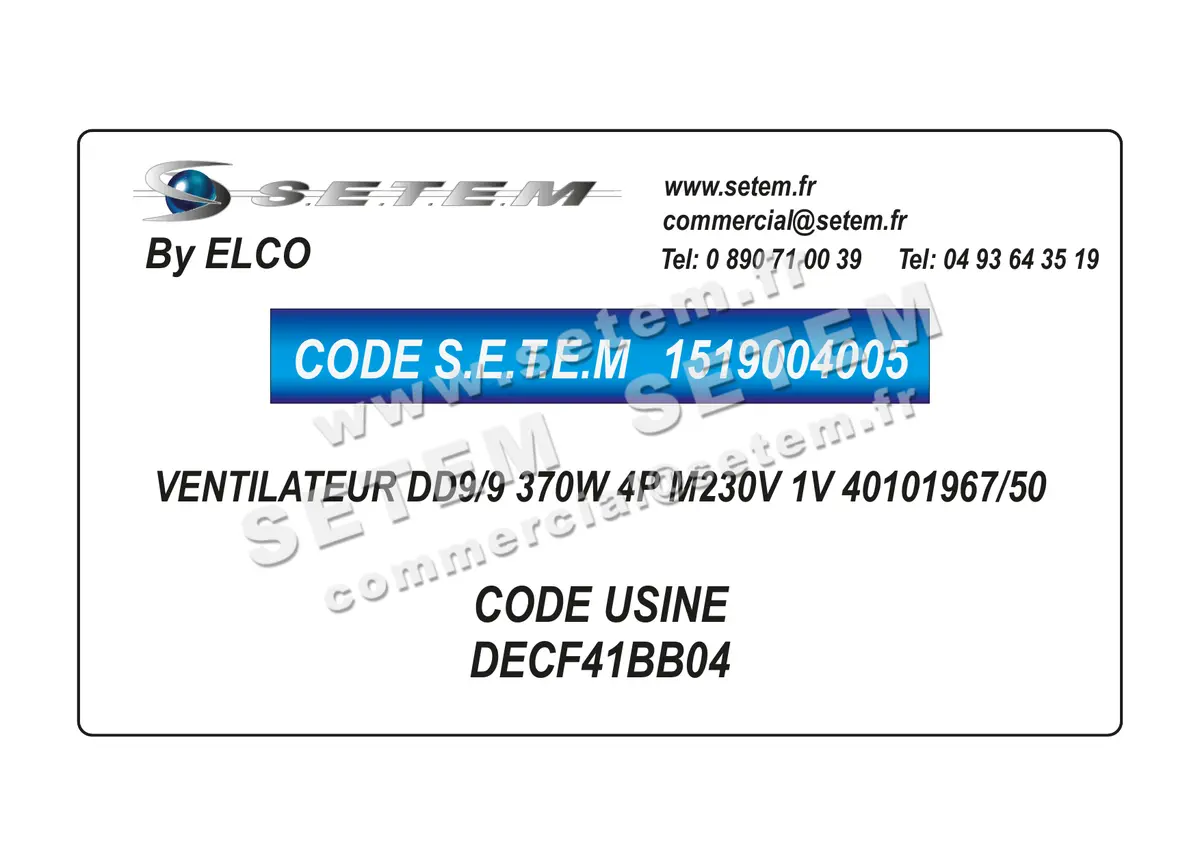 1519004005-VENTILATEUR ELCOMOTEUR DD9/9 370W 4P M230V 1V 40101967/50 *DECF41BB04*