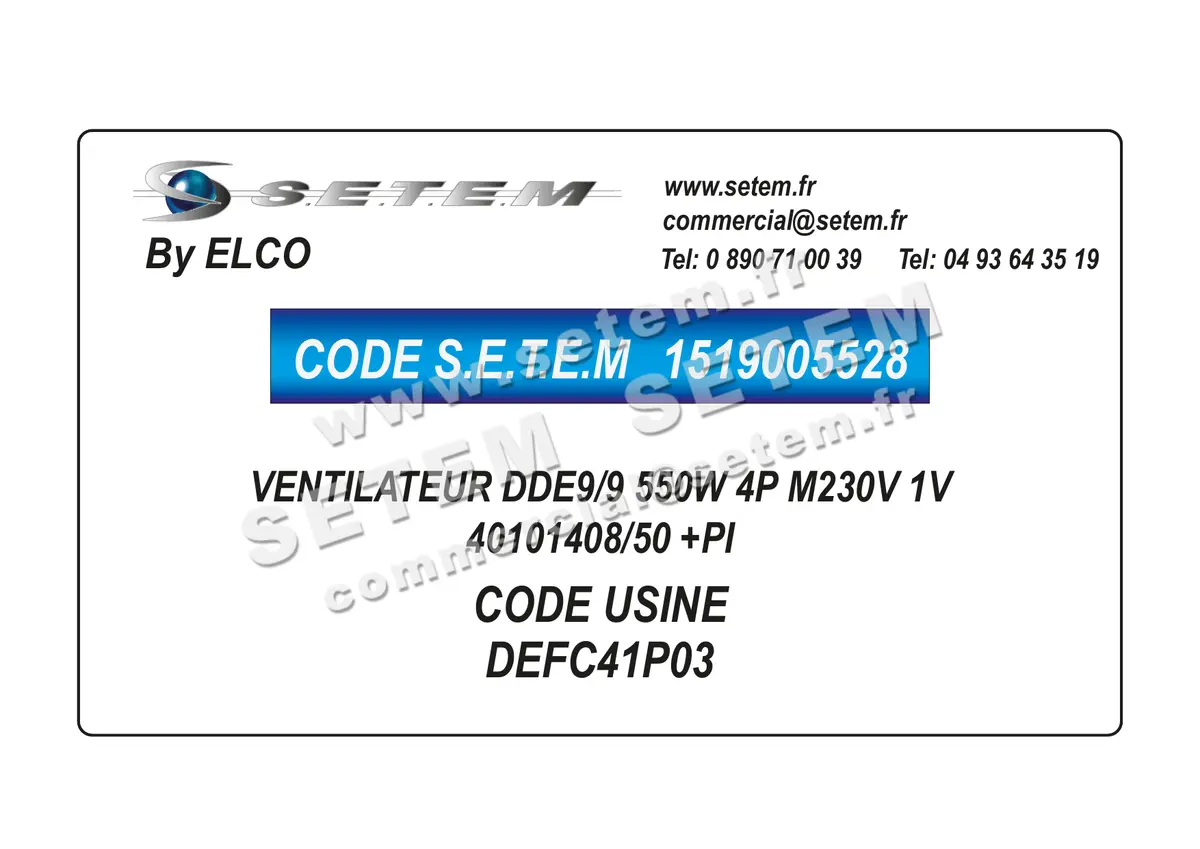 1519005528-VENTILATEUR ELCOMOTEUR DDE9/9 550W 4P M230V 1V 40101408/50 +PI *DEFC41P03* 5