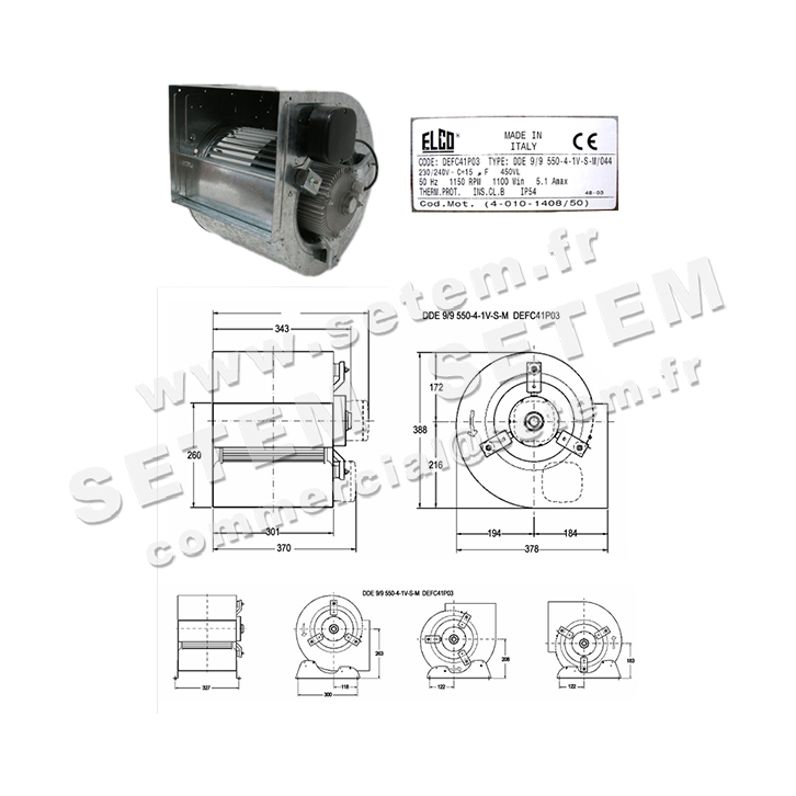 1519005528-VENTILATEUR ELCOMOTEUR DDE9/9 550W 4P M230V 1V 40101408/50 +PI *DEFC41P03* 4