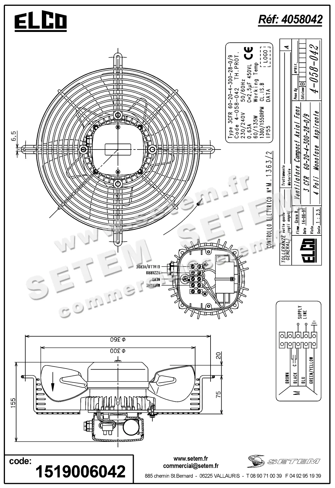 1519006042-VENTILATEUR ELCOMOTEUR 3CFR60.20.4.300.28.0/9 *4058042* 4