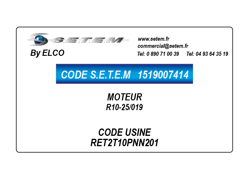 MOTEUR R10-25/019 *RET2T10PNN201* 2
