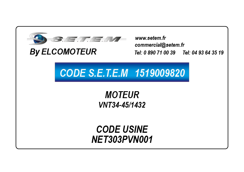 MOTEUR VNT34-45/1432 *NET303PVN001*