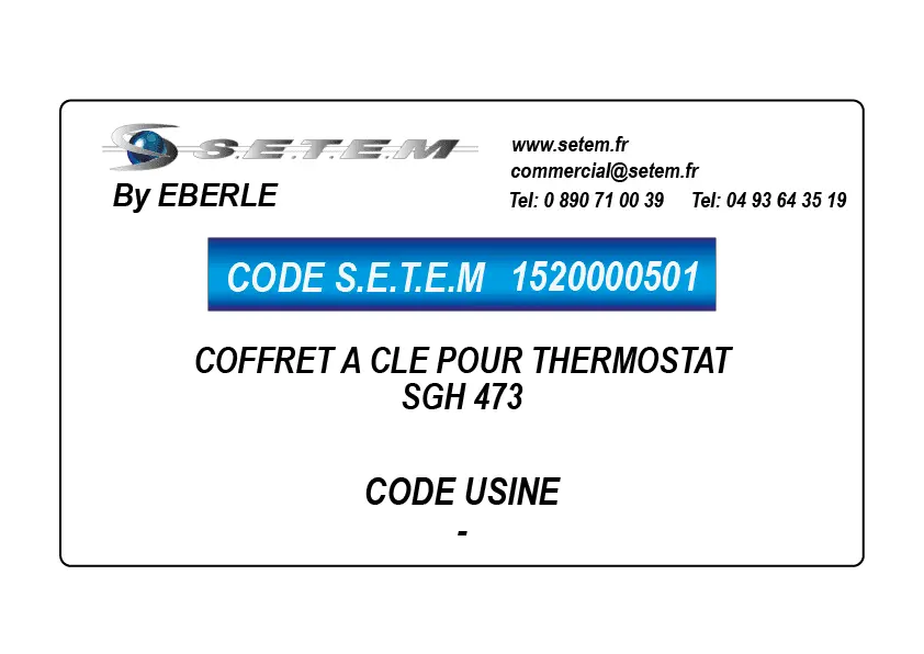1520000501-COFFRET A CLE POUR THERMOSTAT EBERLE SGH 473