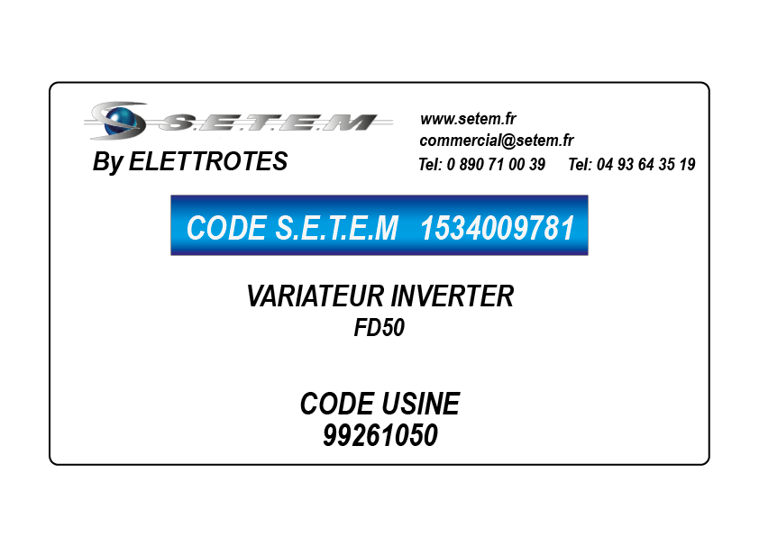 VARIATEUR INVERTER FD50 *99261050*