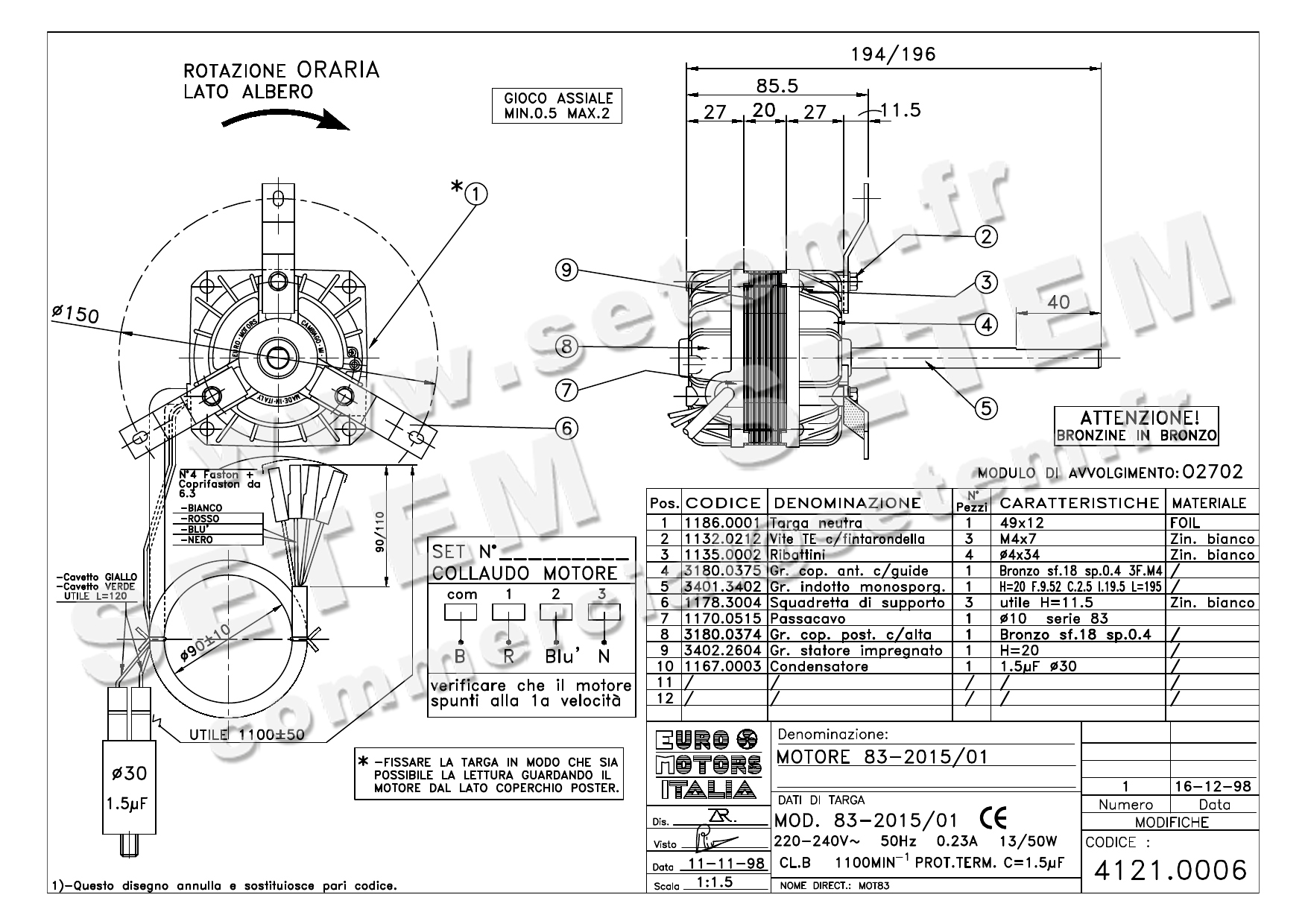 1539000006-MOTEUR EUROMOTORS 83-2015/01 *4121.0006* 2