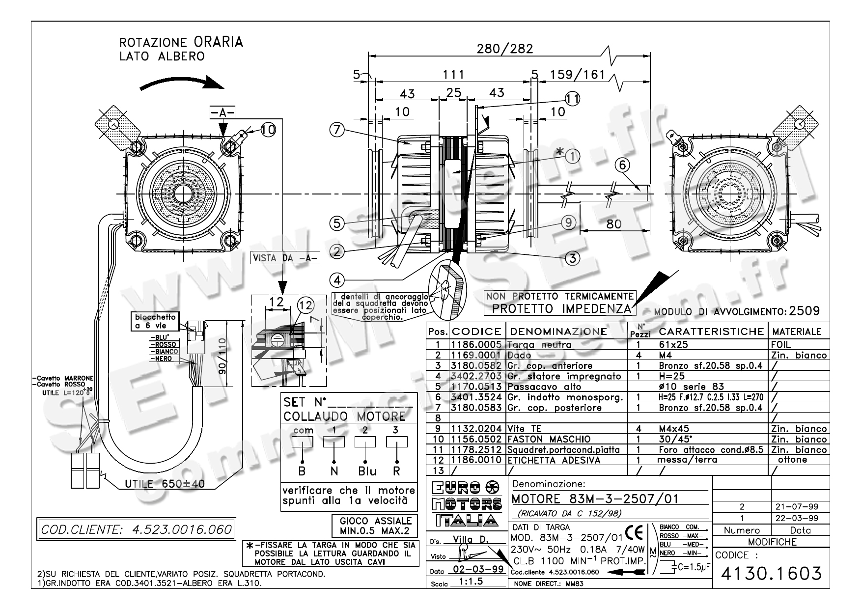 1539000031-MOTEUR EUROMOTORS 83M-3-2507/01 "4.523.0016.060" *4130.1603*