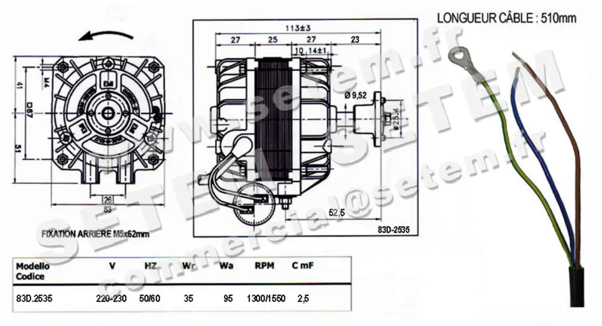 1539000046-MOTEUR EUROMOTORS 83D-2535/10 *4121.0046* 4