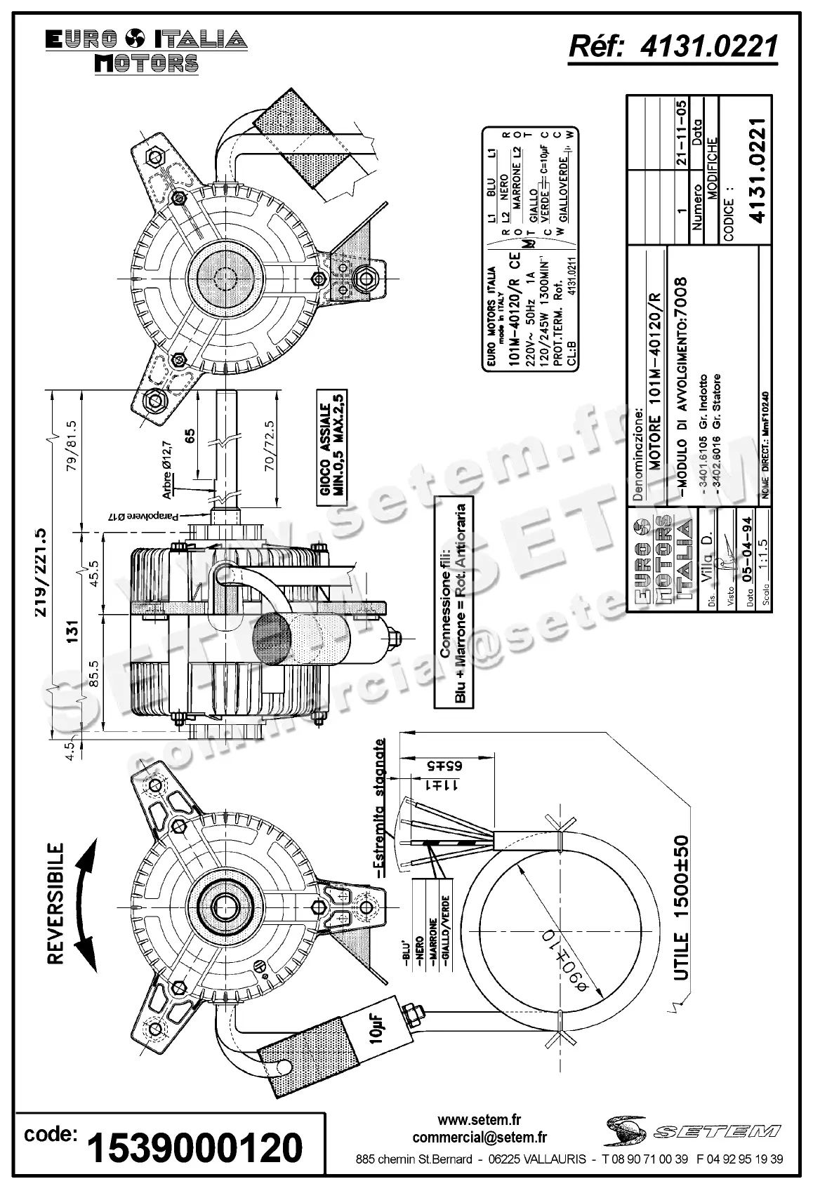 1539000120-MOTEUR EUROMOTORS 101M-40120/R *4131.0211* 4