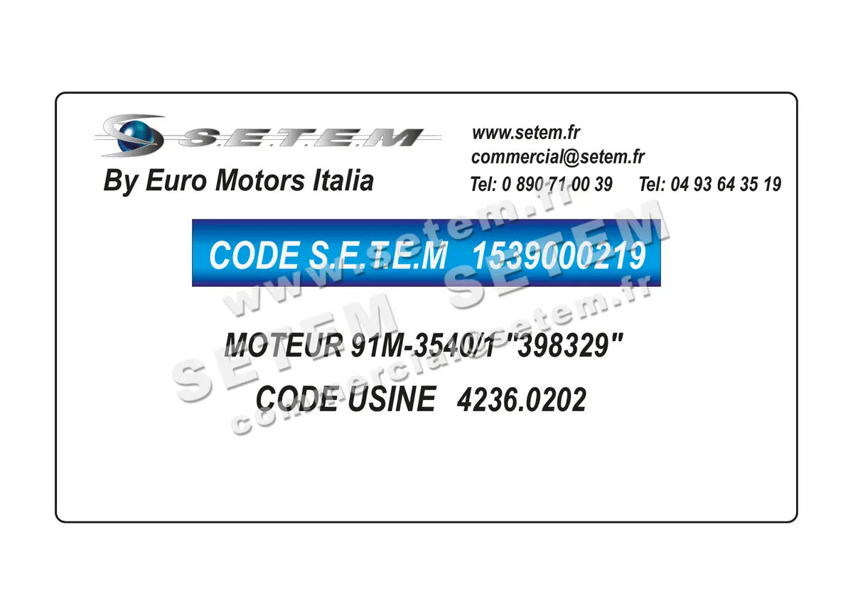 1539000219-MOTEUR EUROMOTORS 91M-3540/1 "398329" *4236.0202* 2