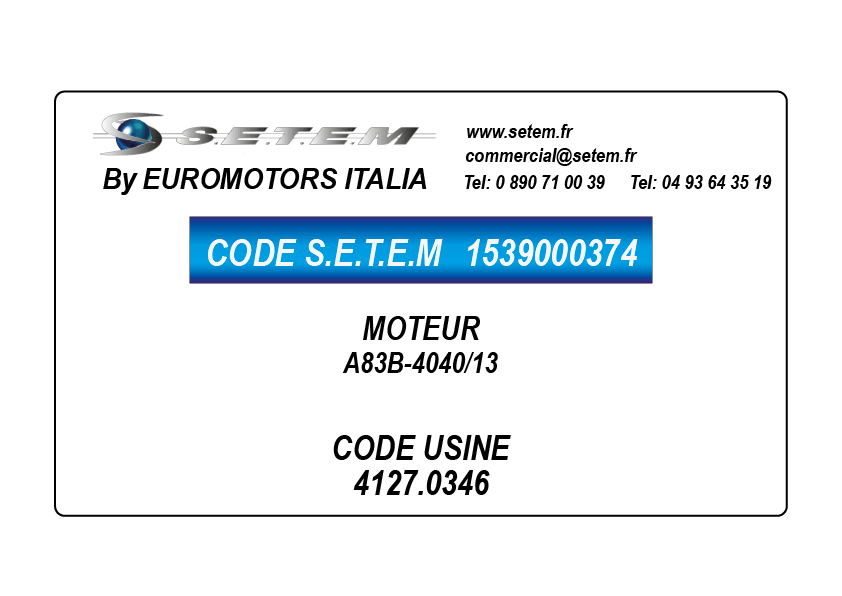MOTEUR A83B-4040/13 *4127.0346* 3