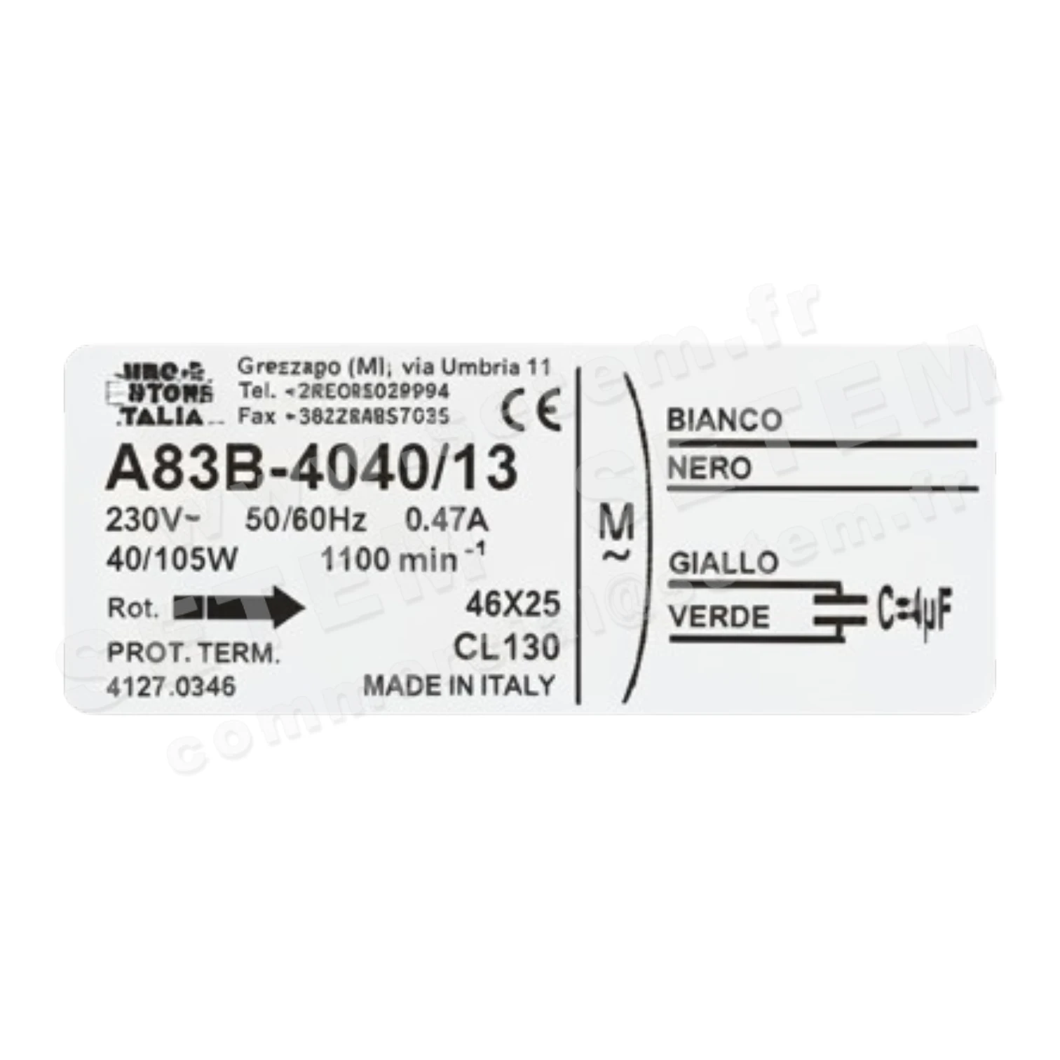 MOTEUR A83B-4040/13 *4127.0346* 2