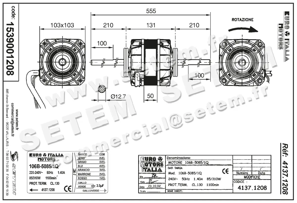 1539001208-MOTEUR EUROMOTORS 106B-5085/1Q *4137.1208* 2