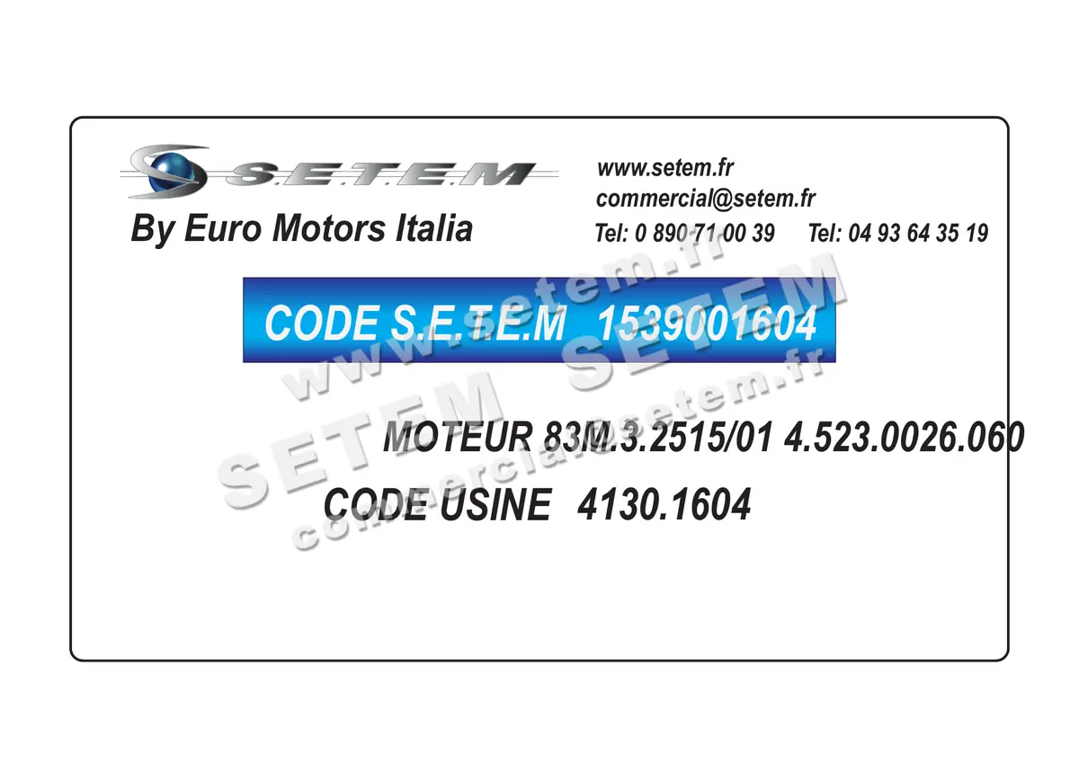 1539001604-MOTEUR EUROMOTORS 83M.3.2515/01 "4.523.0026.060" *4130.1604* 2
