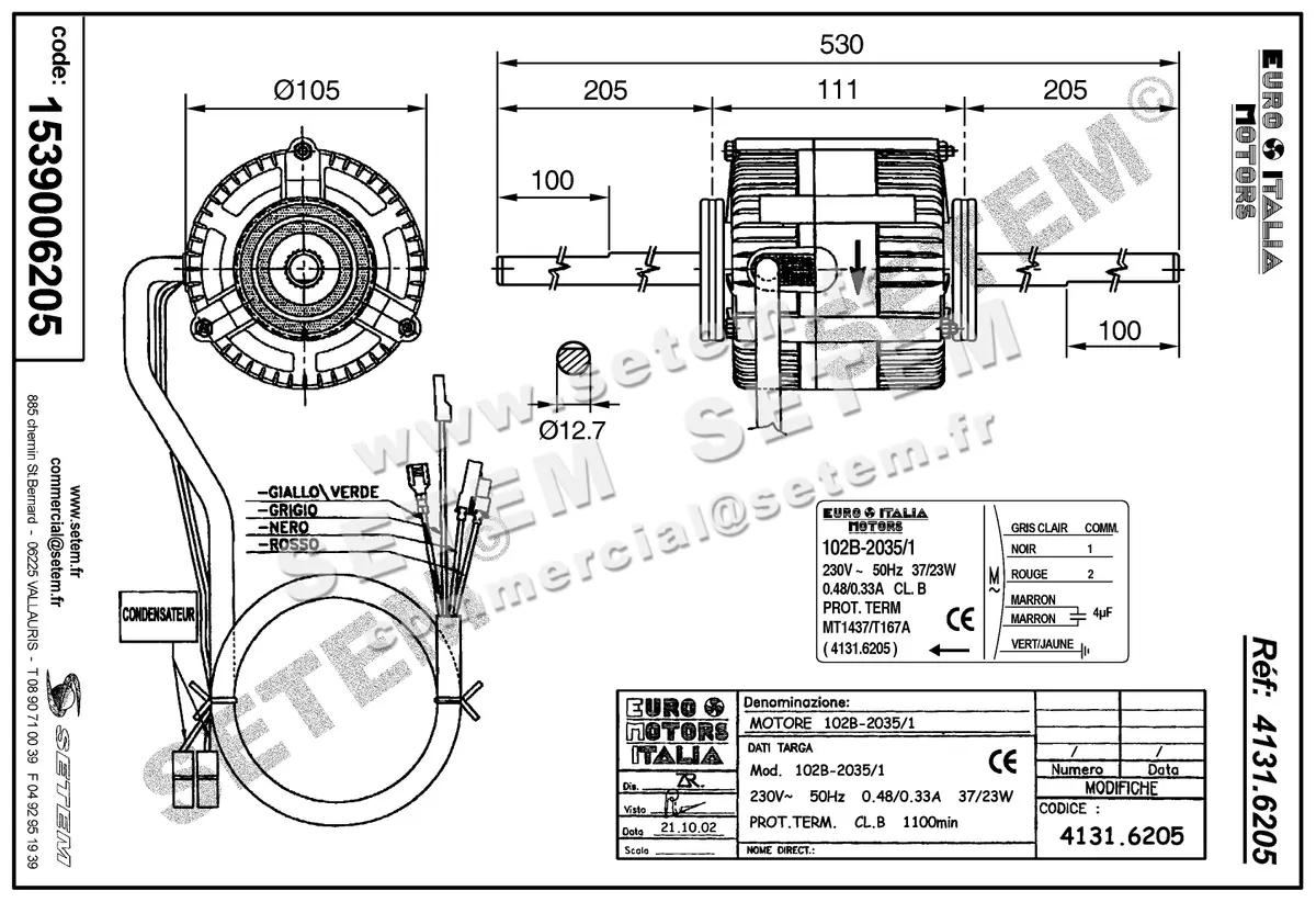 1539006205-MOTEUR EUROMOTORS 102B.2035/1 "MT1437/T167A" *4131.6205* 3