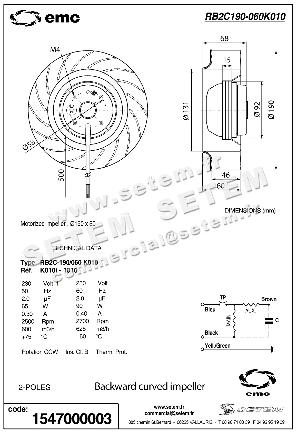 1547000003-MOTOTURBINE EMC RB2C.190/060 *K101I.1811* 2