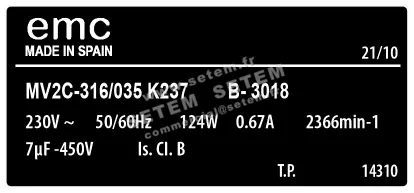 1547000012-MOTEUR EMC MV2C-316/035 *K237B-3018* 3