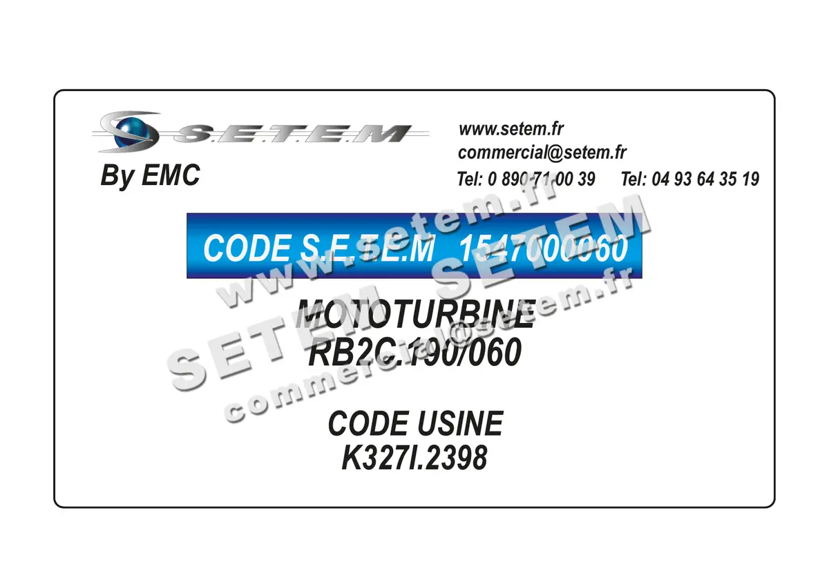 1547000060-MOTOTURBINE EMC RB2C.190/060 *K327I.2398*