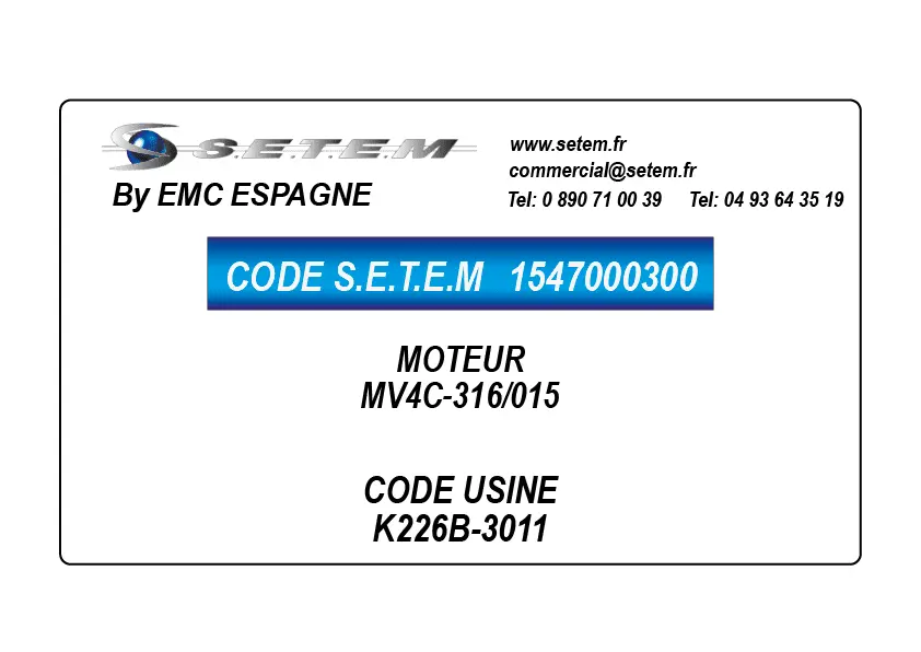 1547000300-MOTEUR EMC MV4C-316/015 *K226B-3011*