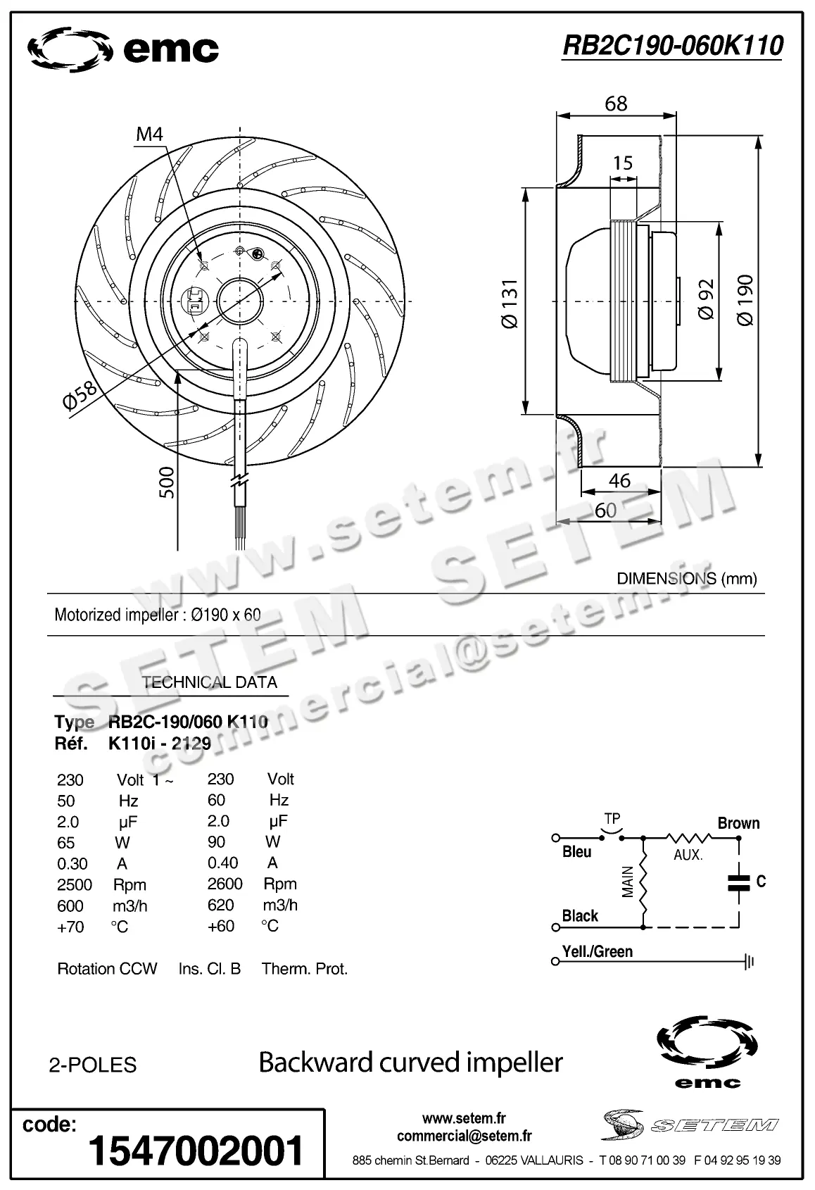 1547002001-MOTOTURBINE EMC RB2C.190/060 *K010I-2129* 2