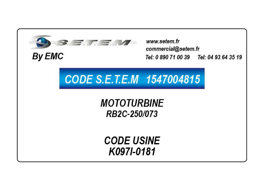 MOTOTURBINE RB2C-250/073 *K097I-0181* 2