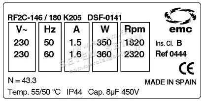 1547005001-VENTILATEUR EMC RF2C.146/180 *K205DSF.0141* 2