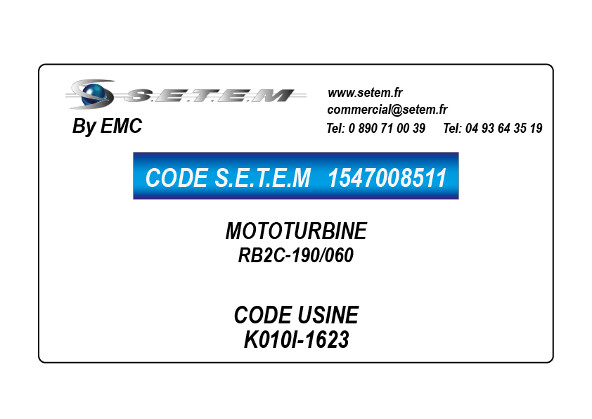 MOTOTURBINE RB2C-190/060 *K010I-1623* 2
