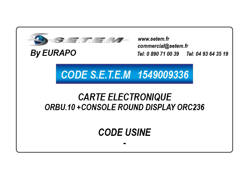 CARTE ELECTRONIQUE ORBU.10 +CONSOLE ROUND DISPLAY ORC236