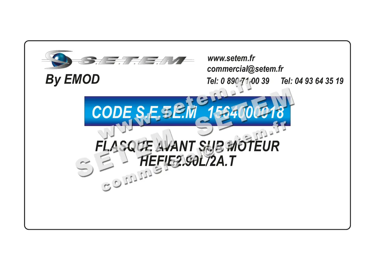 1564000018-FLASQUE AVANT SUR MOTEUR EMOD HEFIE2.90L/2A.T