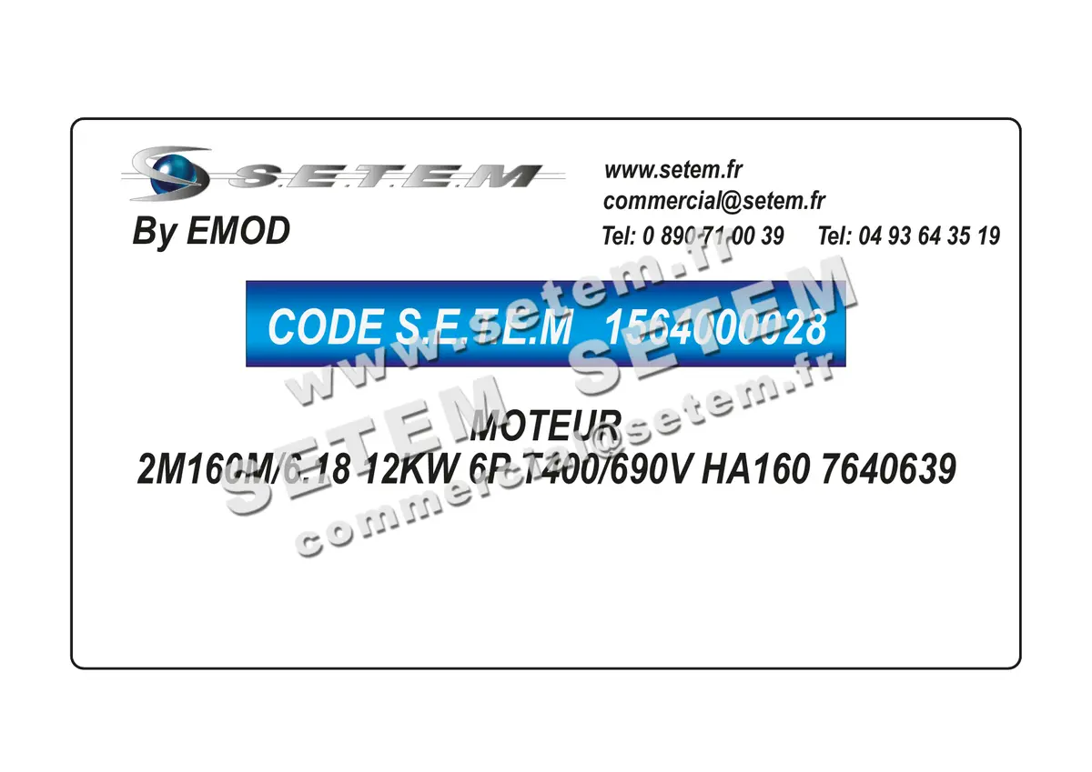 1564000028-MOTEUR EMOD 2M160M/6.18 12KW 6P T400/690V HA160 7640639