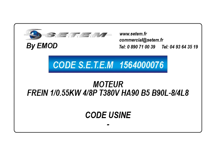 1564000076-MOTEUR EMOD FREIN 1/0.55KW 4/8P T380V HA90 B5 B90L-8/4L8