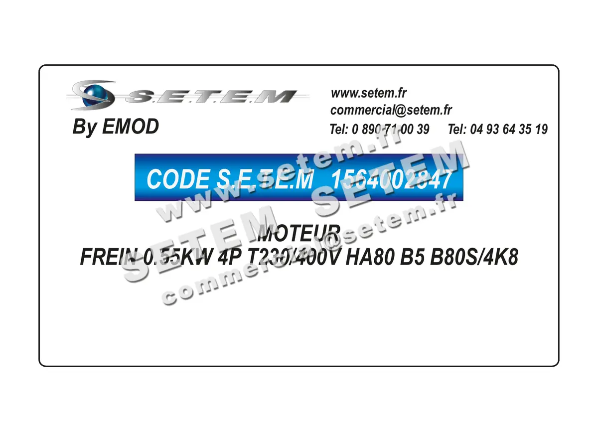 1564002847-MOTEUR EMOD FREIN 0.55KW 4P T230/400V HA80 B5 B80S/4K8 4