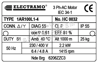 1565001110-MOTEUR ELECTRAMO 2.20KW 4P T230/400V HA100 B3 1AR100L1.4 3