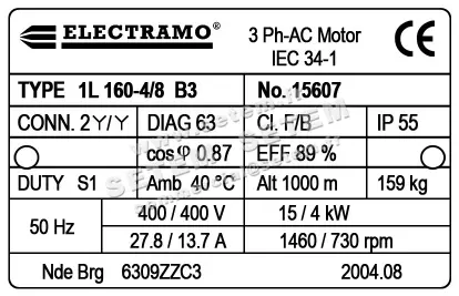 1565008590-MOTEUR ELECTRAMO 15/4KW 4/8P T400V HA160 B3 1L160L4/8 3